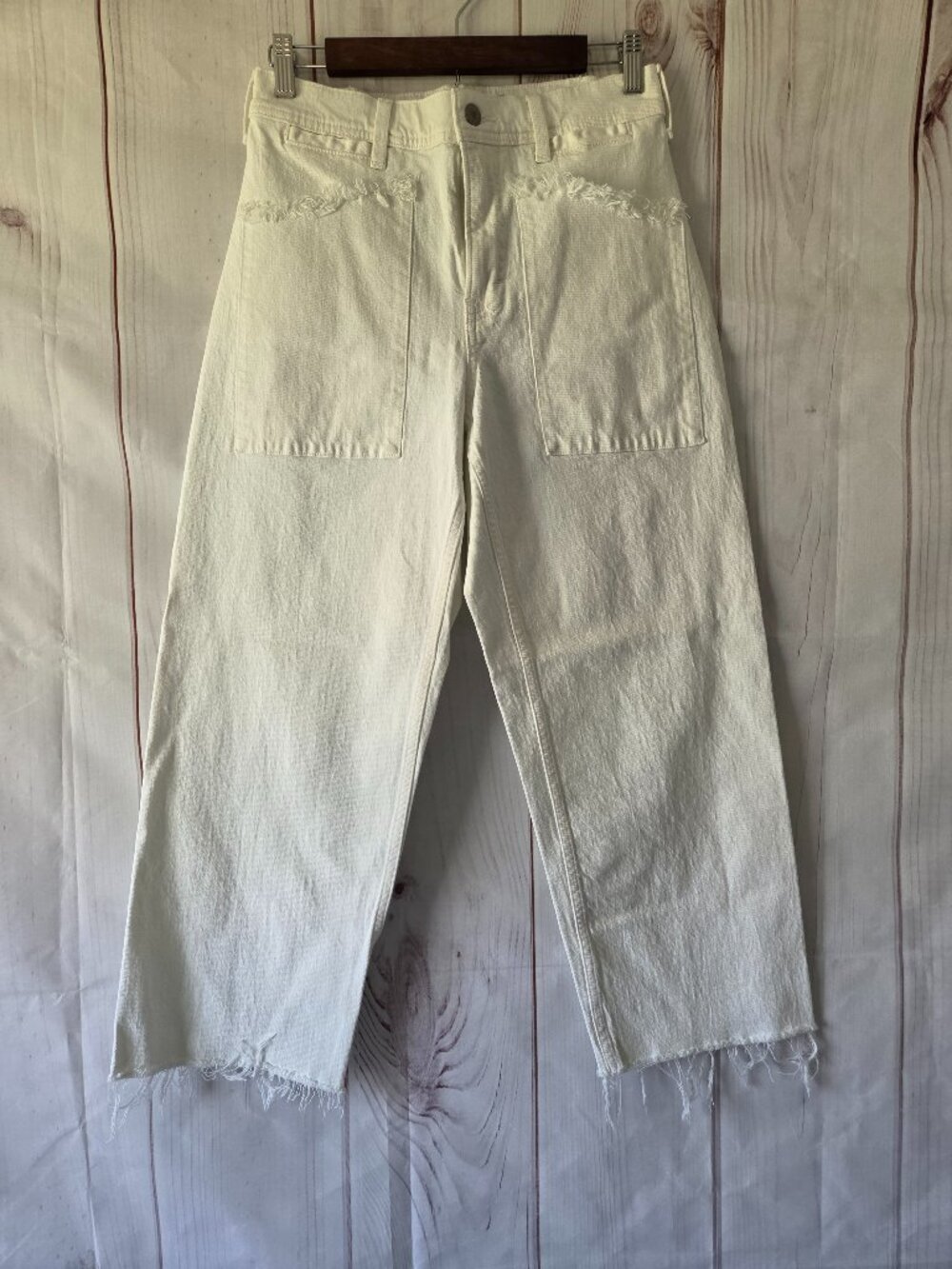Lucky Brand Lucky Legend Patch Pocket Wide Leg Crop Jeans, Women’s 6/28, White